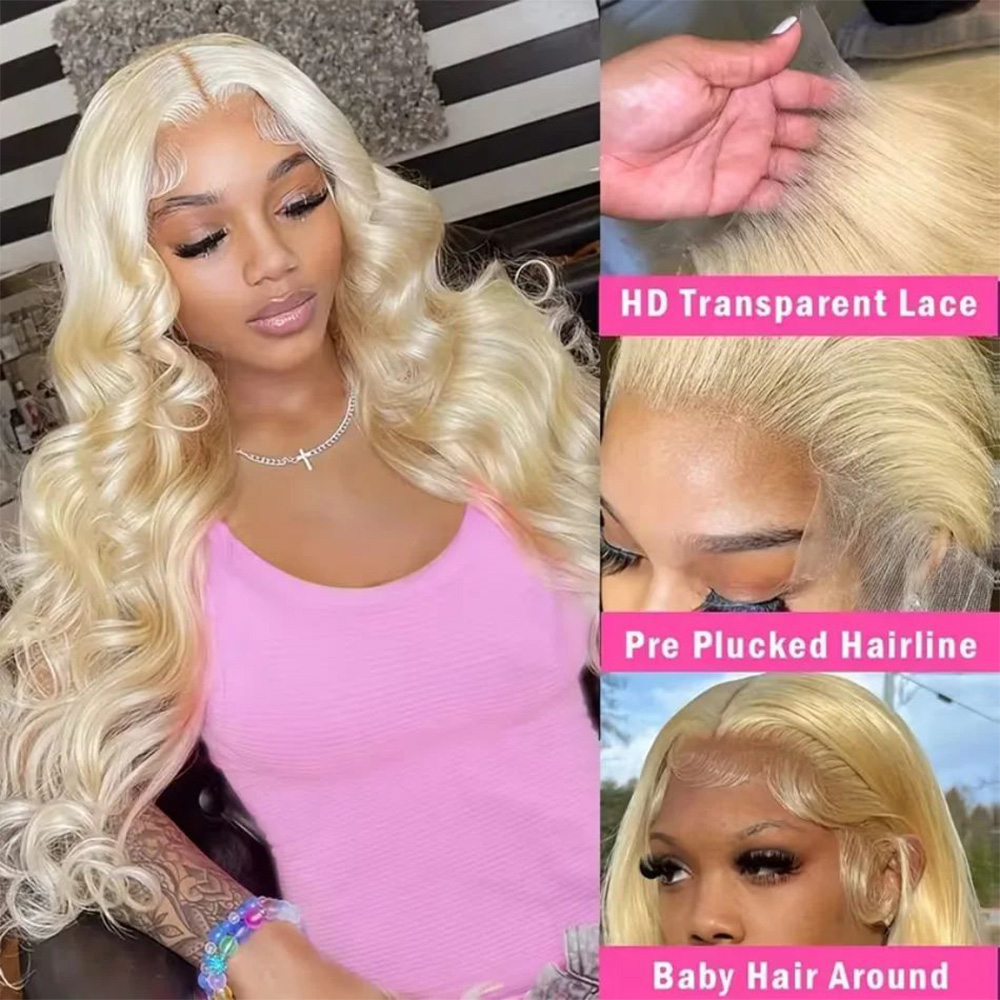 613 Blonde Body Wave Lace Front Wig - 613 13x6 HD прозрачный кружевной парик