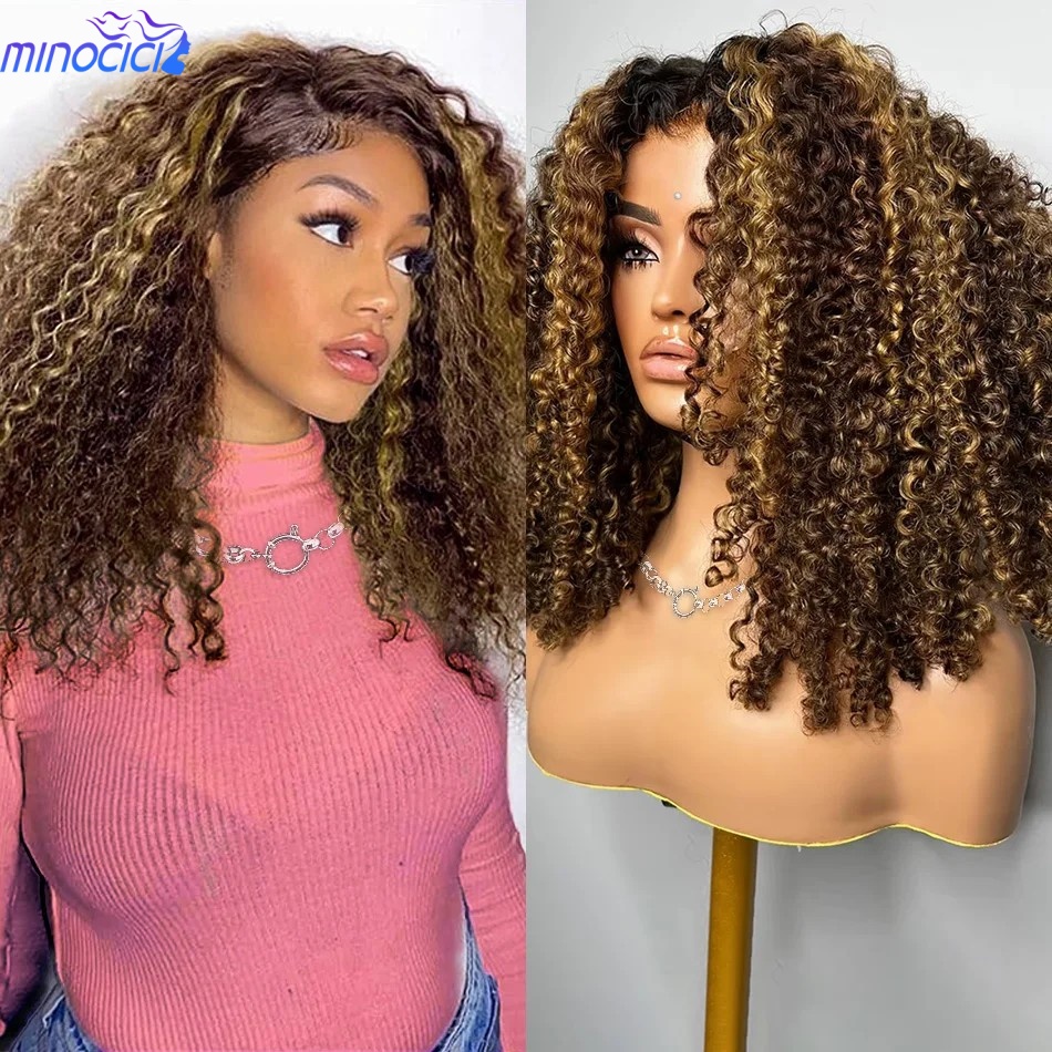 Glueless Wear And Go Human Hair Wig - P4/27, парик с кудрявыми волосами, короткий