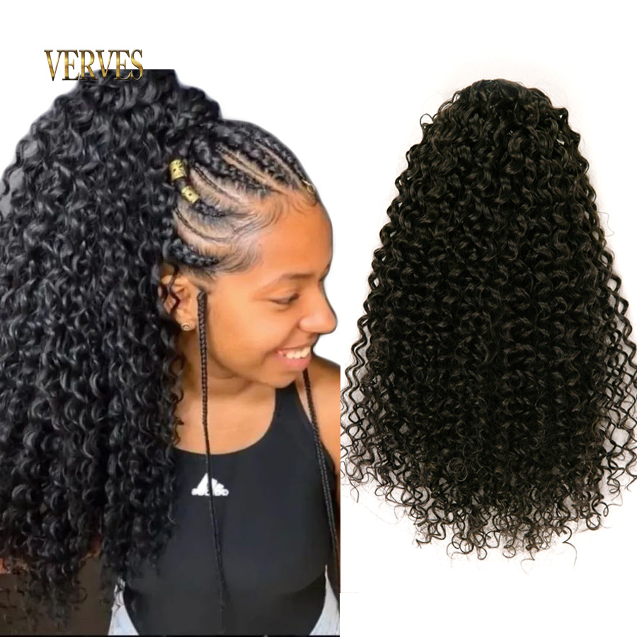 VERVES синтетические накладные – обзор и цена Drawstring Afro Curly Puff Ponytail