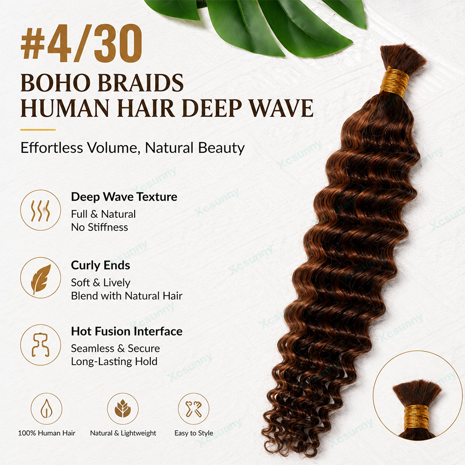 Цвет # Наращивание волос 4/30  – обзор и цена Water Wave Bulk Human Hair For Braiding