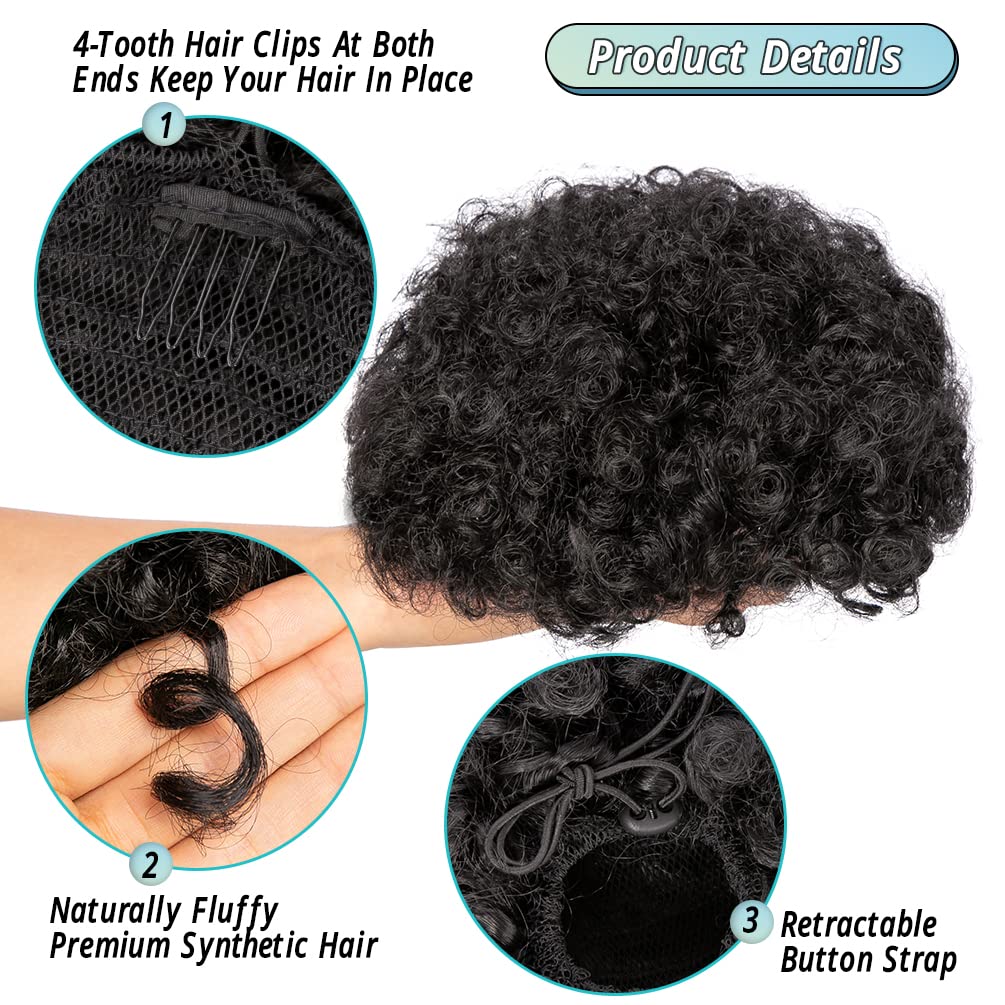 Афро-пушистый хвост на шнурке  – обзор и цена Drawstring Afro Curly Puff Ponytail