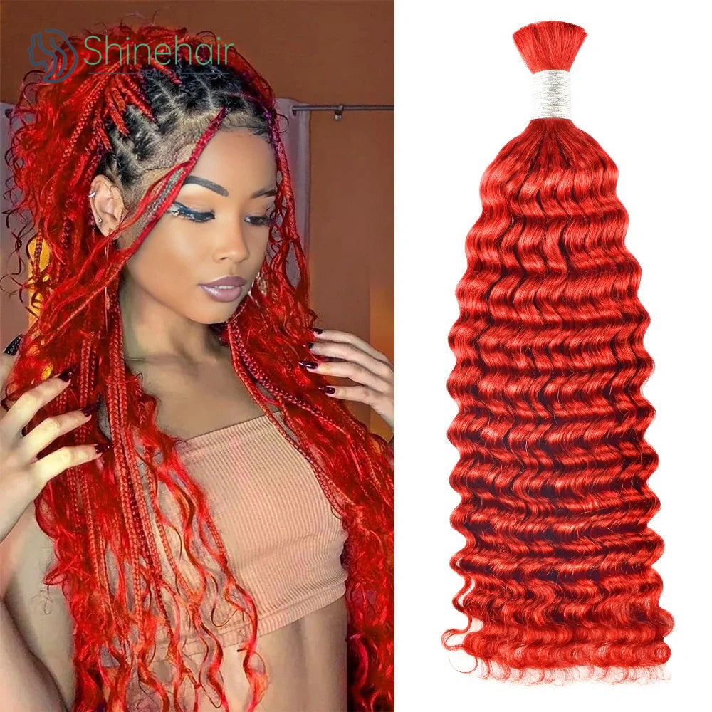 Красный цвет, глубокая волна,  – обзор и цена Water Wave Bulk Human Hair For Braiding